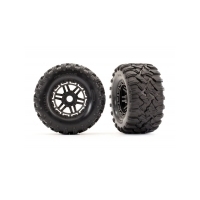 TRAXXAS T&W, ASSEM, BLK WHEELS, MAXX ALL-TERRAIN TIRES, FOAM INSERTS (2) (17MM SPLINED) (TSM RATED) - 38-8972